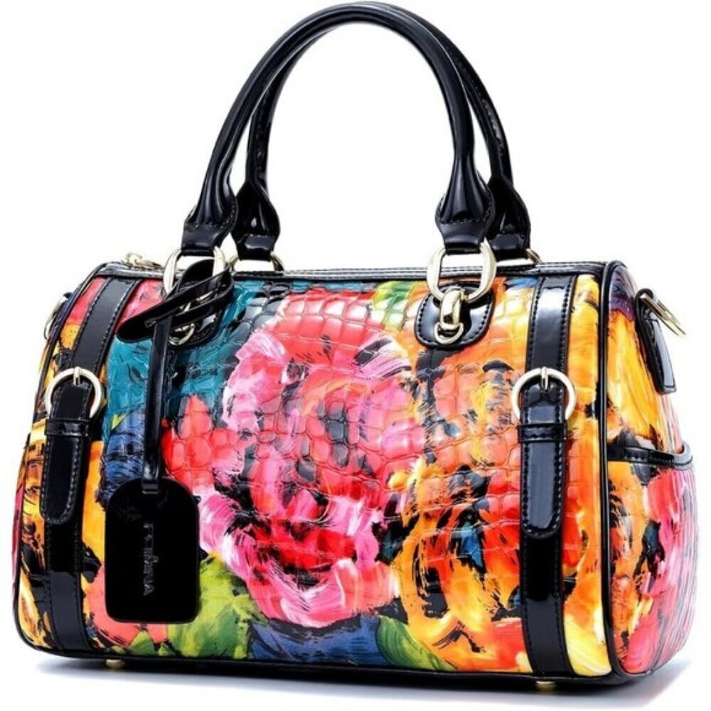 ⚡Women Doodle Genuine Leather Tote Handbag Clutch Purse Crossbody Bag - Picture 7 of 9